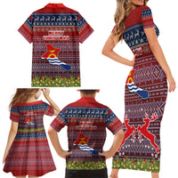 kiribati-christmas-family-matching-short-sleeve-bodycon-dress-and-hawaiian-shirt-coat-of-arms-and-map-beautiful-merry-xmas-snowflake