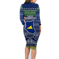 tokelau-christmas-family-matching-long-sleeve-bodycon-dress-and-hawaiian-shirt-coat-of-arms-and-map-beautiful-merry-xmas-snowflake