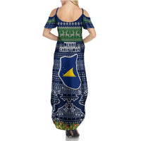 Tokelau Christmas Summer Maxi Dress Coat of Arms and Map Beautiful Merry Xmas Snowflake LT03 - Polynesian Pride
