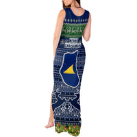 Tokelau Christmas Tank Maxi Dress Coat of Arms and Map Beautiful Merry Xmas Snowflake LT03 - Polynesian Pride