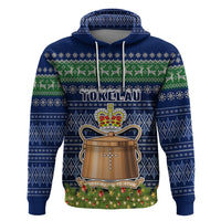 Personalised Tokelau Christmas Hoodie Coat of Arms and Map Beautiful Merry Xmas Snowflake LT03 Blue - Polynesian Pride