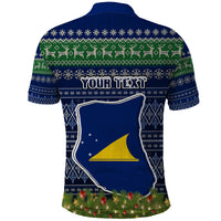 Personalised Tokelau Christmas Polo Shirt Coat of Arms and Map Beautiful Merry Xmas Snowflake LT03 - Polynesian Pride