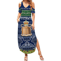Personalised Tokelau Christmas Summer Maxi Dress Coat of Arms and Map Beautiful Merry Xmas Snowflake LT03 Women Blue - Polynesian Pride