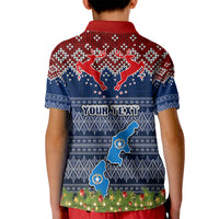 Personalised Northern Mariana Islands Christmas Kid Polo Shirt Coat of Arms and Map Beautiful Merry Xmas Snowflake LT03 - Polynesian Pride