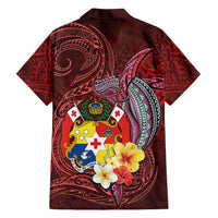Tonga Humpback Whale Family Matching Puletasi and Hawaiian Shirt National Seal with Hibiscus and Polynesian Tattoo