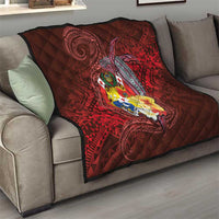 Tonga Humpback Whale Quilt National Seal with Hibiscus and Polynesian Tattoo LT03 - Polynesian Pride