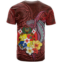 Tonga Humpback Whale T Shirt National Seal with Hibiscus and Polynesian Tattoo LT03 - Polynesian Pride