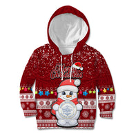 Personalised Palau Christmas Kid Hoodie Snowman and Palau Coat of Arms Maori Tribal Xmas Style LT03 Hoodie Red - Polynesian Pride