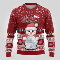 Personalised Palau Christmas Ugly Christmas Sweater Snowman and Palau Coat of Arms Maori Tribal Xmas Style LT03 - Polynesian Pride