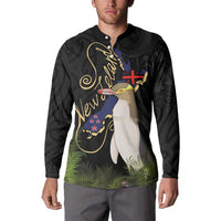 New Zealand Hoiho Button Sweatshirt Maori Art Tattoo and Silver Fern