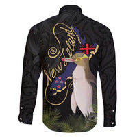 New Zealand Hoiho Family Matching Off The Shoulder Long Sleeve Dress and Hawaiian Shirt Maori Art Tattoo and Silver Fern