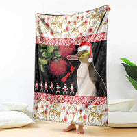New Zealand Merry Christmas Blanket Hoiho Xmas - Haka Dance and Pohutukawa