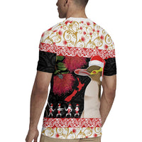 New Zealand Merry Christmas Rugby Jersey Hoiho Xmas - Haka Dance and Pohutukawa