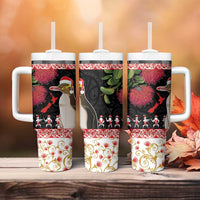 New Zealand Merry Christmas Tumbler With Handle Hoiho Xmas - Haka Dance and Pohutukawa