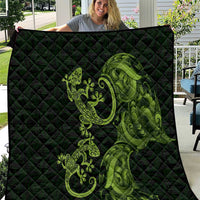 New Zealand Gecko Maori Art Tattoo Quilt LT03 Green - Polynesian Pride