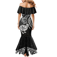 Personalised New Zealand Mermaid Dress Stylized Kiwi Bird Tattoo Mix Koru Circle and Maori Ethnic Vibe LT03 - Polynesian Pride