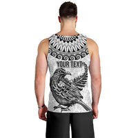 Custom New Zealand Men Tank Top Tui Bird and Koru Circle Mix Silver Fern Pattern LT03 - Polynesian Pride