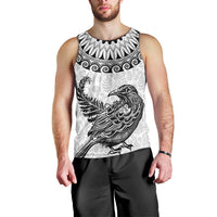 Custom New Zealand Men Tank Top Tui Bird and Koru Circle Mix Silver Fern Pattern LT03 - Polynesian Pride