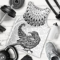 Custom New Zealand Men Tank Top Tui Bird and Koru Circle Mix Silver Fern Pattern LT03 - Polynesian Pride