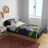 Funny Crocodile and Shark Solomon Islands Christmas Bedding Set with National Seal Melanesian Pattern