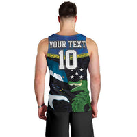 Custom Solomon Islands Rugby Men Tank Top Arty Shark and Crocodile Solomon Islands National Emblems