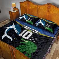 Custom Solomon Islands Rugby Quilt Bed Set Arty Shark and Crocodile Solomon Islands National Emblems