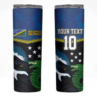 Custom Solomon Islands Rugby Skinny Tumbler Arty Shark and Crocodile Solomon Islands National Emblems LT03 Blue - Polynesian Pride