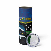 Custom Solomon Islands Rugby Skinny Tumbler Arty Shark and Crocodile Solomon Islands National Emblems LT03 - Polynesian Pride