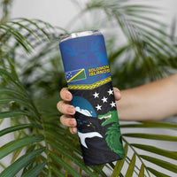 Custom Solomon Islands Rugby Skinny Tumbler Arty Shark and Crocodile Solomon Islands National Emblems LT03 - Polynesian Pride
