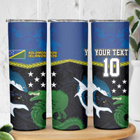 Custom Solomon Islands Rugby Skinny Tumbler Arty Shark and Crocodile Solomon Islands National Emblems LT03 - Polynesian Pride