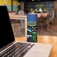 Custom Solomon Islands Rugby Skinny Tumbler Arty Shark and Crocodile Solomon Islands National Emblems LT03 - Polynesian Pride