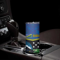 Custom Solomon Islands Rugby Skinny Tumbler Arty Shark and Crocodile Solomon Islands National Emblems LT03 - Polynesian Pride