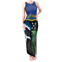 Custom Solomon Islands Rugby Tank Maxi Dress Arty Shark and Crocodile Solomon Islands National Emblems
