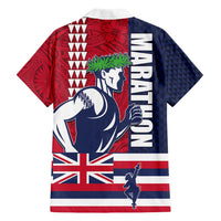 Honolulu Running 2024 Family Matching Long Sleeve Bodycon Dress and Hawaiian Shirt Marathon Competition Hula Runner and Kakau Art Tattoo