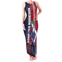 Honolulu Running 2024 Family Matching Tank Maxi Dress and Hawaiian Shirt Marathon Competition Hula Runner and Kakau Art Tattoo