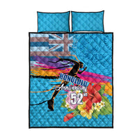 Honolulu Anniversary 52nd Running Quilt Bed Set Marathon Competition Kakau Pattern Blue Color