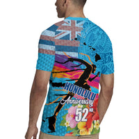 Honolulu Anniversary 52nd Running Rugby Jersey Marathon Competition Kakau Pattern Blue Color
