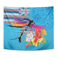 Honolulu Anniversary 52nd Running Tapestry Marathon Competition Kakau Pattern Blue Color LT03 - Polynesian Pride