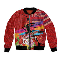 Honolulu Anniversary 52nd Running Bomber Jacket Marathon Competition Kakau Pattern Red Color