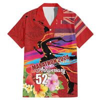 Honolulu Anniversary 52nd Running Family Matching Mermaid Dress and Hawaiian Shirt Marathon Competition Kakau Pattern Red Color