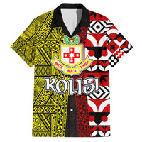 Tonga Kolisi Tonga Family Matching Puletasi Dress and Hawaiian Shirt Ngatu and Geometric Pattern LT03 Dad's Shirt - Short Sleeve Red - Polynesian Pride