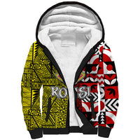 Tonga Kolisi Tonga Sherpa Hoodie Ngatu and Geometric Pattern LT03 Unisex Red - Polynesian Pride