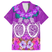 Polynesian Valentine Day Family Matching Summer Maxi Dress and Hawaiian Shirt Love Couple Turtle Maori Hibiscus Purple LT03 Dad's Shirt - Short Sleeve Purple - Polynesian Pride