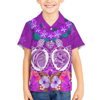 Polynesian Valentine Day Family Matching Tank Maxi Dress and Hawaiian Shirt Love Couple Turtle Maori Hibiscus Purple LT03 Son's Shirt Purple - Polynesian Pride