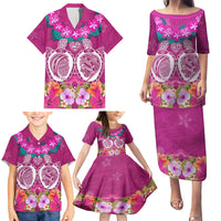 Polynesian Valentine Day Family Matching Puletasi and Hawaiian Shirt Love Couple Turtle Maori Hibiscus Pink LT03 - Polynesian Pride