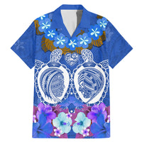 Polynesian Valentine Day Family Matching Mermaid Dress and Hawaiian Shirt Love Couple Turtle Maori Hibiscus Blue LT03 Dad's Shirt - Short Sleeve Blue - Polynesian Pride