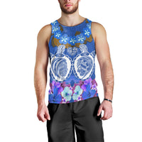 Polynesian Valentine Day Men Tank Top Love Couple Turtle Maori Hibiscus Blue LT03 - Polynesian Pride