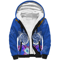 Polynesian Valentine Day Sherpa Hoodie Love Couple Turtle Maori Hibiscus Blue LT03 Unisex Blue - Polynesian Pride