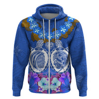 Polynesian Valentine Day Zip Hoodie Love Couple Turtle Maori Hibiscus Blue LT03 Zip Hoodie Blue - Polynesian Pride