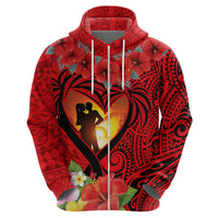 Hawaii Valentine Day Hoodie Couple on Beach mix Hibiscus and Polynesian Tattoo LT03 - Polynesian Pride
